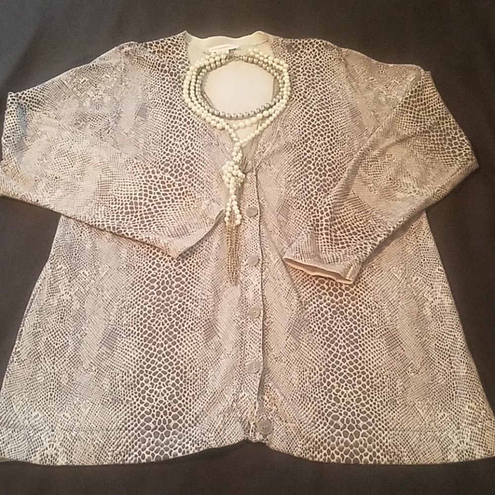 Grey snakeskin Isaac Mizrahi V-neck cardigan